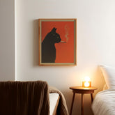 Black Cat Smoking a Cigarette Vintage Poster Art Retro Whimsical Print Funny Animal Wall Decor Poster for Bar Cart Quirky Kitchen Wall Art