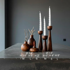 6-Piece Wooden Candle Holder and Vase Set