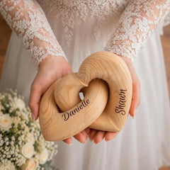 Personalized Wooden Heart Sculpture, Custom Couple Names Gift, Romantic Anniversary Gift, Infinity Heart Keepsake, Minimalist Love Decor