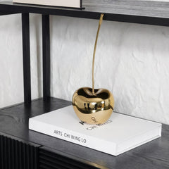 Gold Cherry Sculpture Resin Fruit Statue Modern Table Centerpiece Home Decor