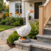 Dressable Realistic White Goose Statue, Farmhouse Porch Resin Garden Lawn Entryway Patio Decor Gift