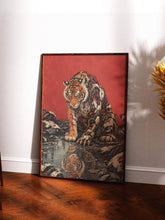 Cyborg Tiger Poster, Cyberpunk Tiger Wall Art, Biomechanical Animal Print, Sci Fi Robot Tiger Decor, Red Futuristic Wall Art