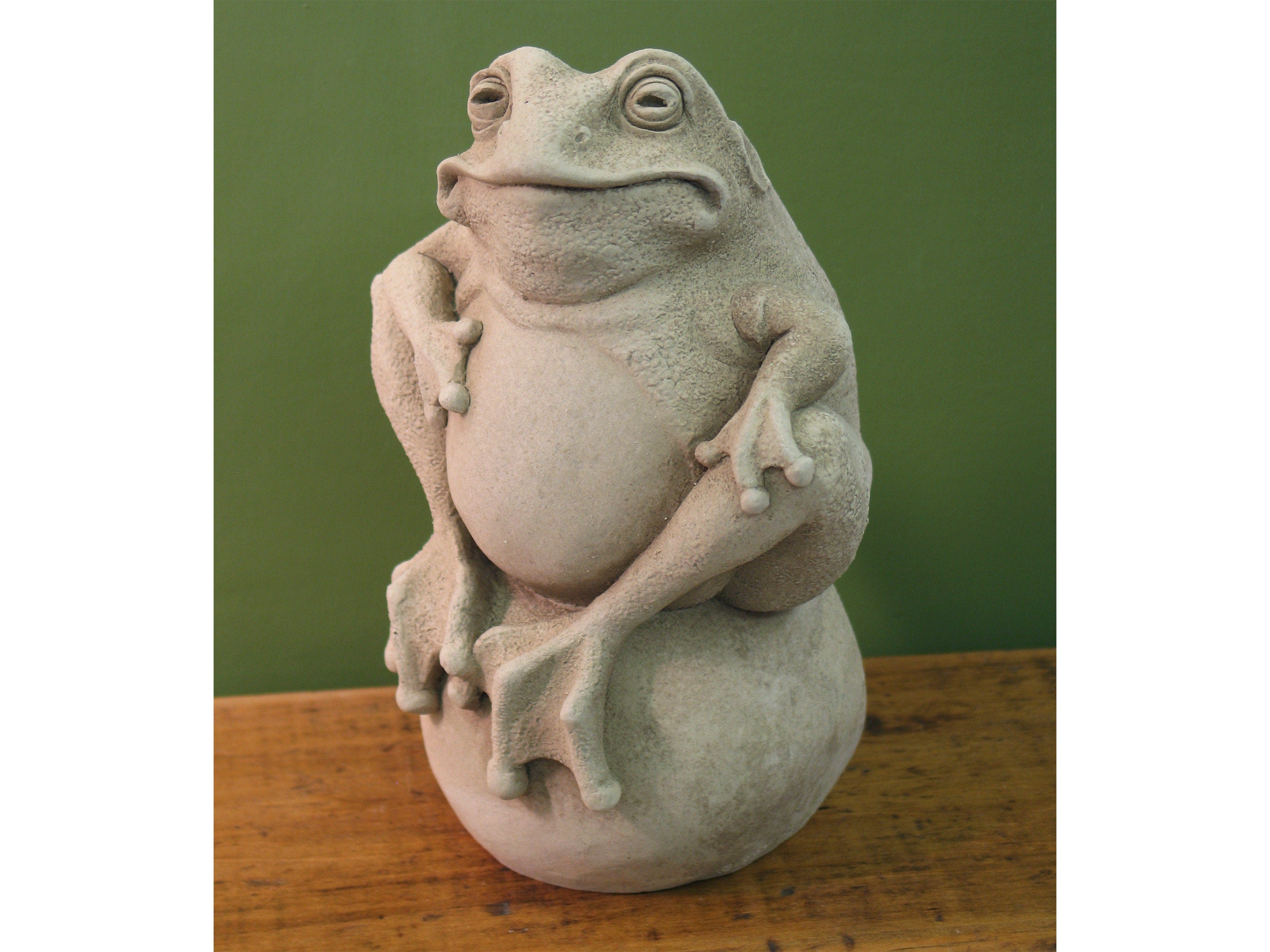 Frog Statue for Home & Garden, Frog Art Sculpture, Frog Home Decor, Frog Art Stone Sculpture, Frog Figurine, Frog on the Ball Garden Decor