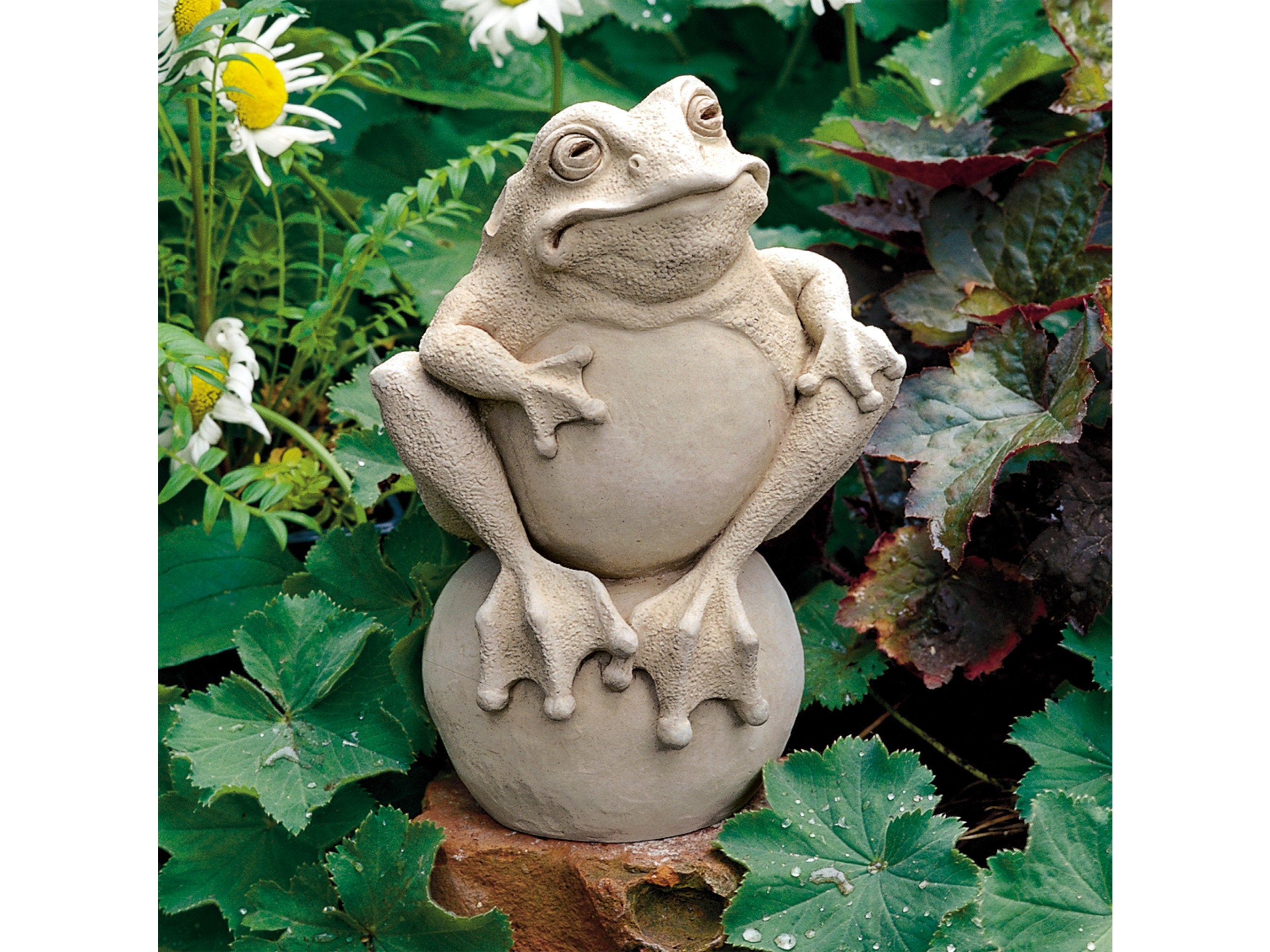 Frog Statue for Home & Garden, Frog Art Sculpture, Frog Home Decor, Frog Art Stone Sculpture, Frog Figurine, Frog on the Ball Garden Decor