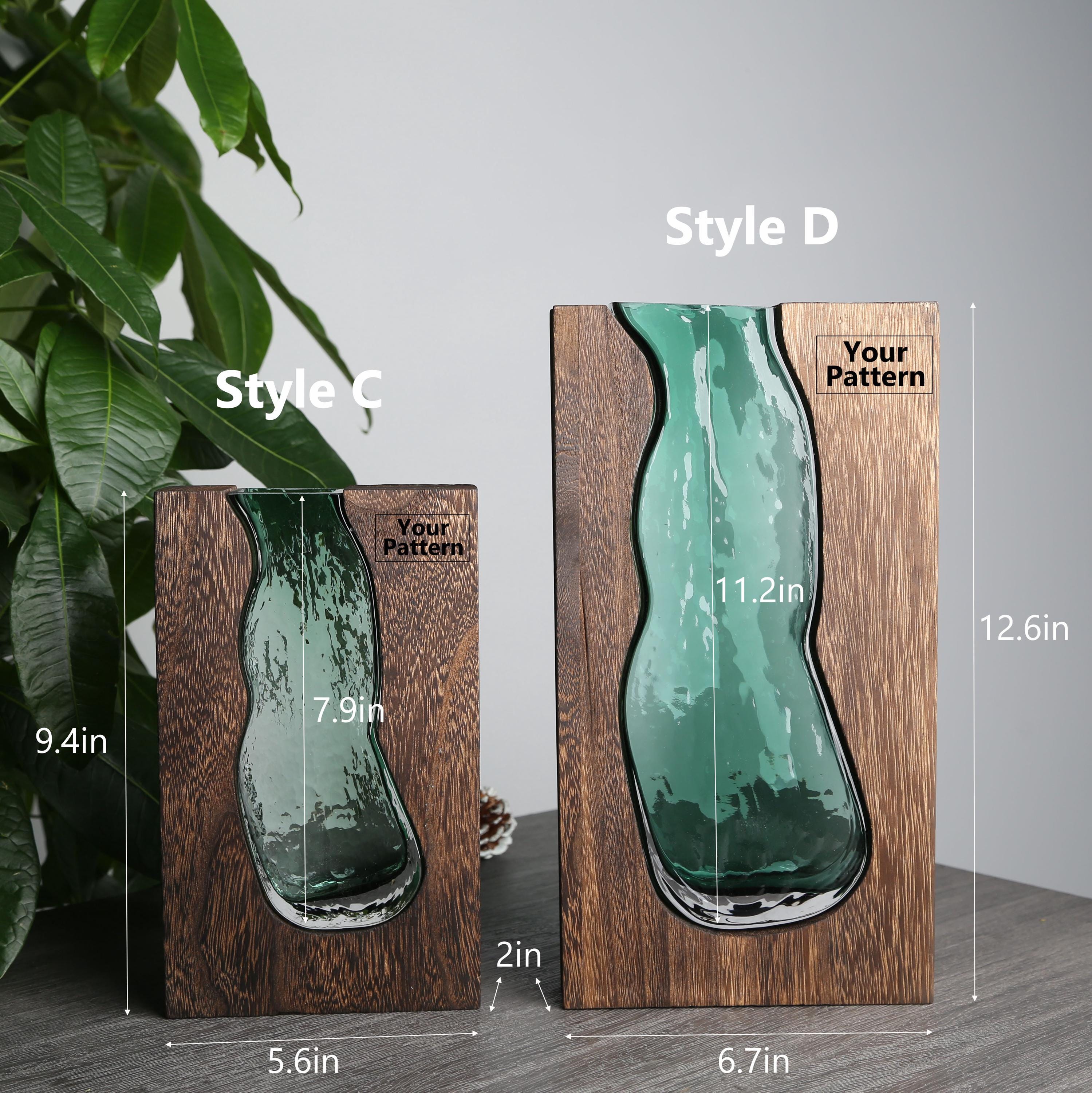 Wooden Vase with Glass Insert