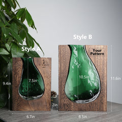 Wooden Vase with Glass Insert