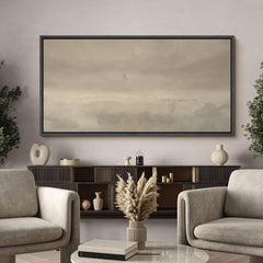 Jesus & Sheep Wall Art - Large Framed Minimalist Christian Canvas Prints, Pastoral Abstract Landscape in Soft Neutrals for Church Decor