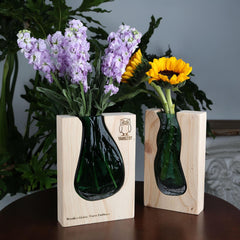 Wooden Vase with Glass Insert