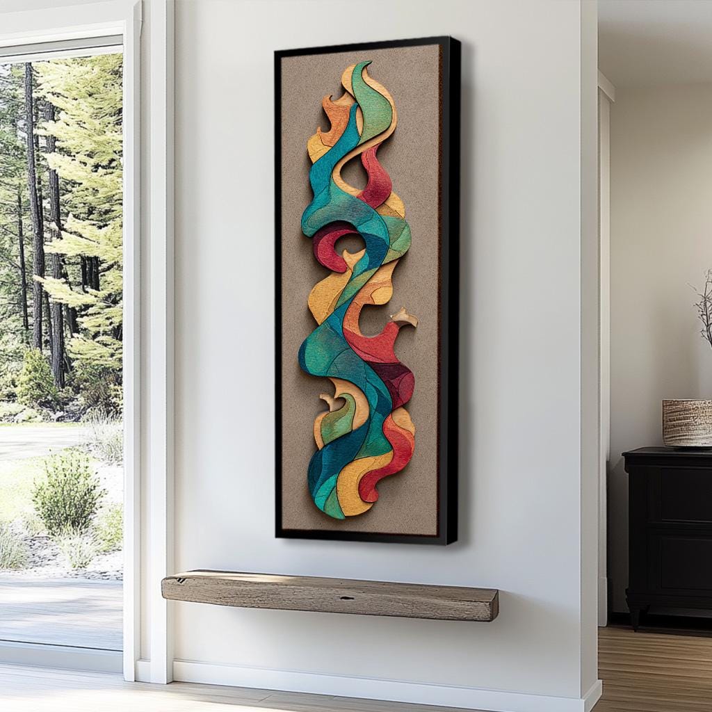 Tall Narrow Modern Abstract Wall Art, Long Vertical Abstract Print for Office, Dining Room, Living Room, or Bedroom, Long Narrow Artwork