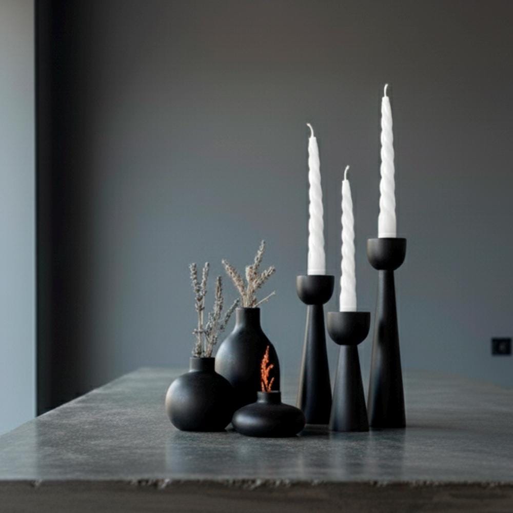 6-Piece Wooden Candle Holder and Vase Set