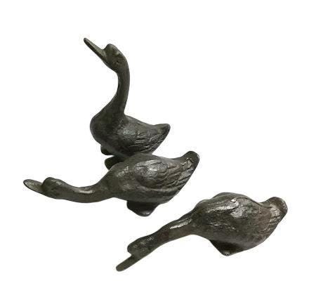 Cast Iron Set of 3 Geese - Rustic Garden Decor