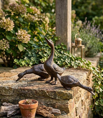 Cast Iron Set of 3 Geese - Rustic Garden Decor