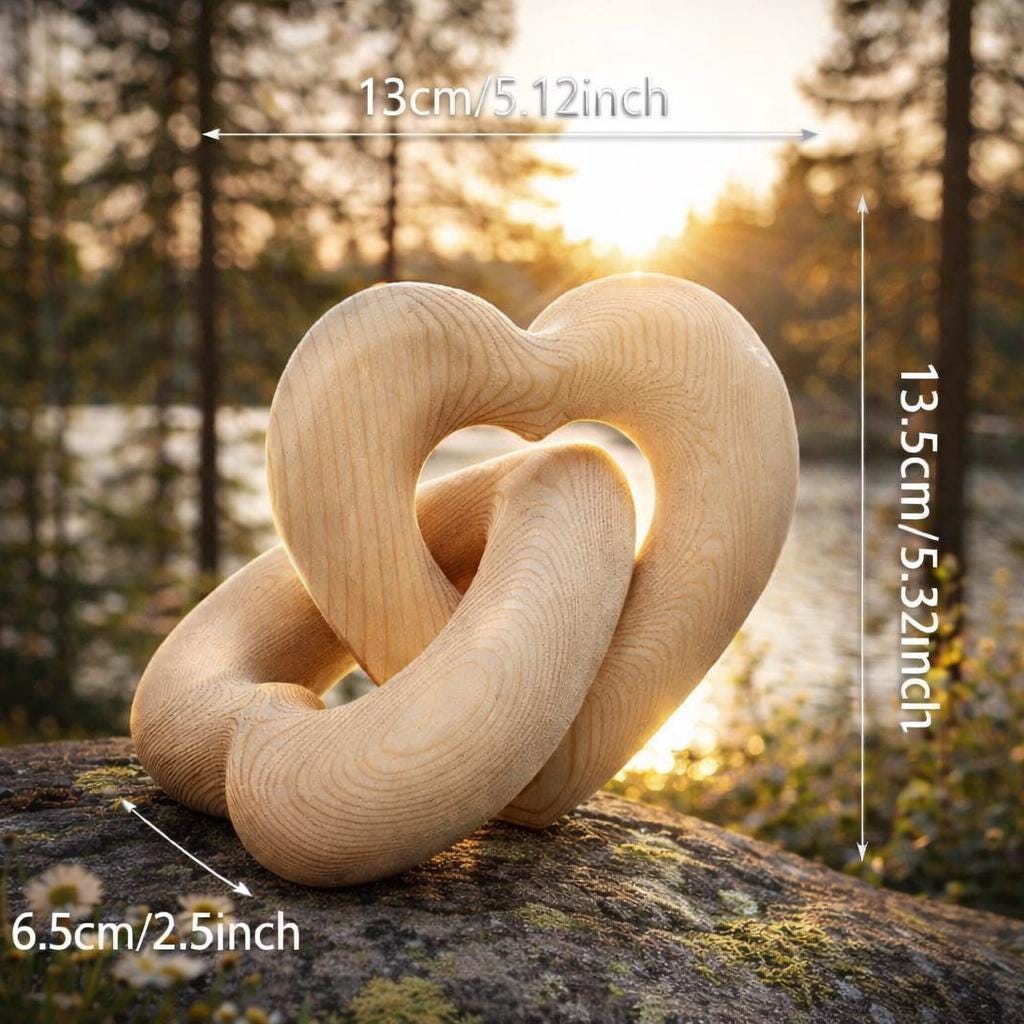 Personalized Wooden Heart Sculpture, Custom Couple Names Gift, Romantic Anniversary Gift, Infinity Heart Keepsake, Minimalist Love Decor