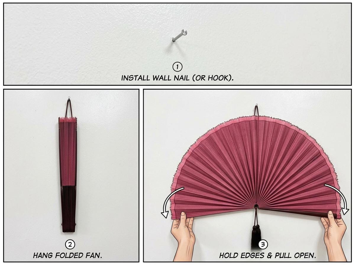Pink Bamboo Wall Fan Decor | Boho Wall Art