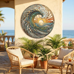 Personalized Ocean Wave Metal Wall Art, Custom Beach House Sign