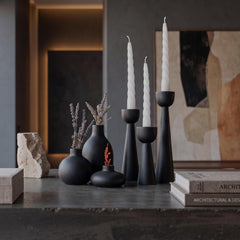 6-Piece Wooden Candle Holder and Vase Set
