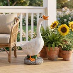 Dressable Realistic White Goose Statue, Farmhouse Porch Resin Garden Lawn Entryway Patio Decor Gift