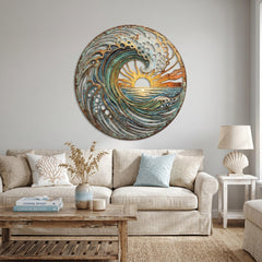 Personalized Ocean Wave Metal Wall Art, Custom Beach House Sign