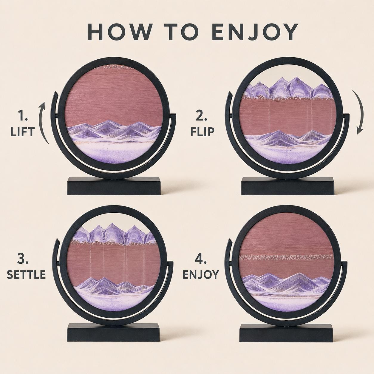 Moving Sand Art Landscape Decor, 360 Rotatable Sand Painting, Modern Office Desk Accessory