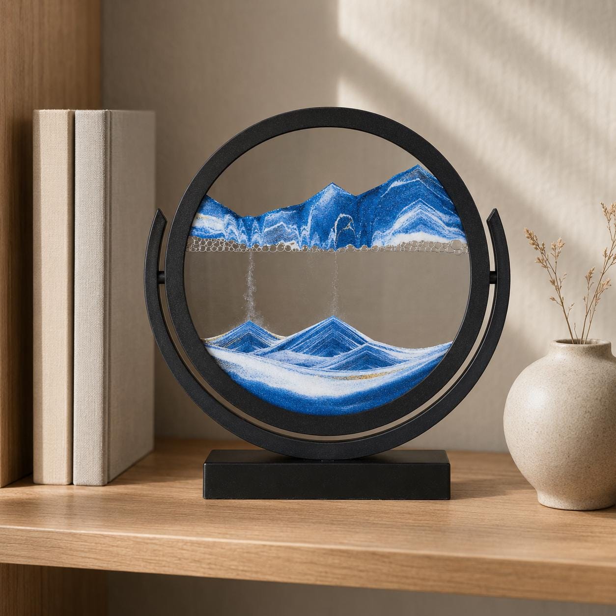 Moving Sand Art Landscape Decor, 360 Rotatable Sand Painting, Modern Office Desk Accessory