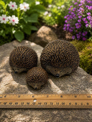 Hedgehog Family | Handcrafted Concrete Garden Statues | Set of 3