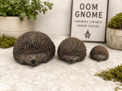 Hedgehog Family | Handcrafted Concrete Garden Statues | Set of 3