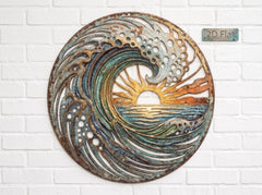 Personalized Ocean Wave Metal Wall Art, Custom Beach House Sign