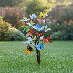 Colorful Metal Butterfly Garden Stakes, Iron Yard & Plant Pot Decor