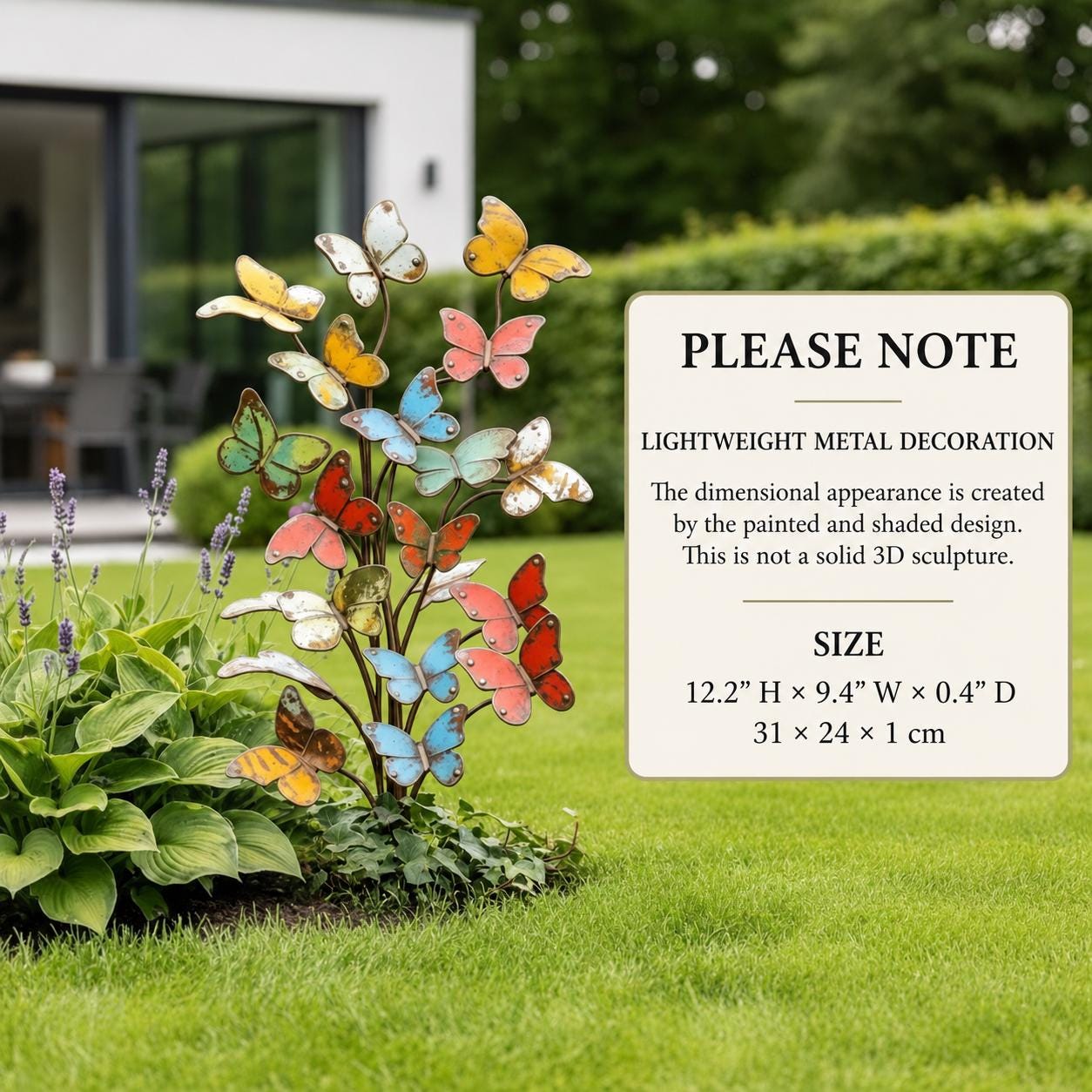 Colorful Metal Butterfly Garden Stakes, Iron Yard & Plant Pot Decor