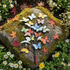 Colorful Metal Butterfly Garden Stakes, Iron Yard & Plant Pot Decor